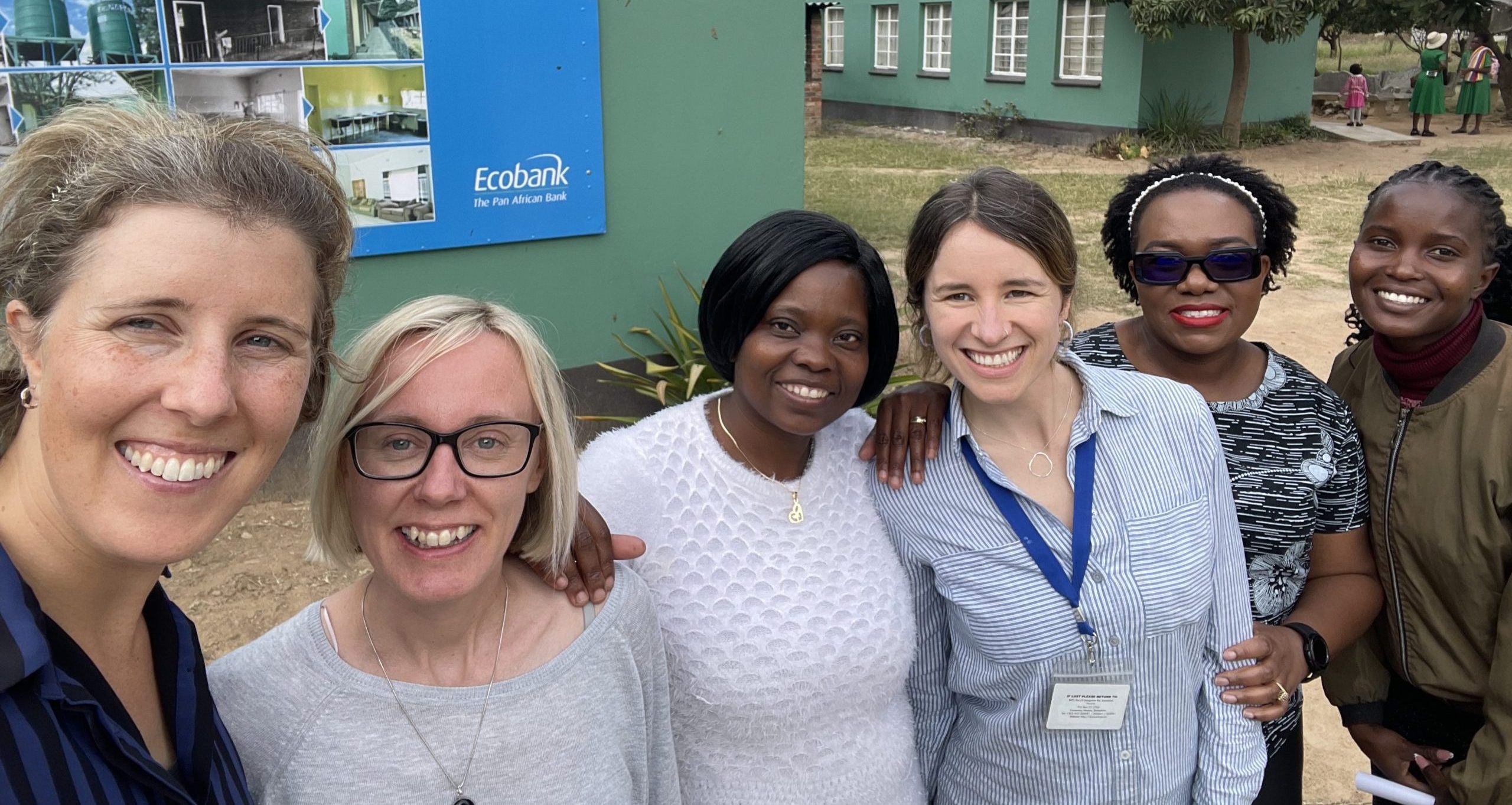 A successful research morning at the Society for Destitute Aged in Hatfield, Harare. Left to right: Alexandra Bradbury, Dr Alexandra Burton, Kuziwa Nyamutowa, Kate Mattick, Maureen Tshuma and Sharmaine Chimuka.