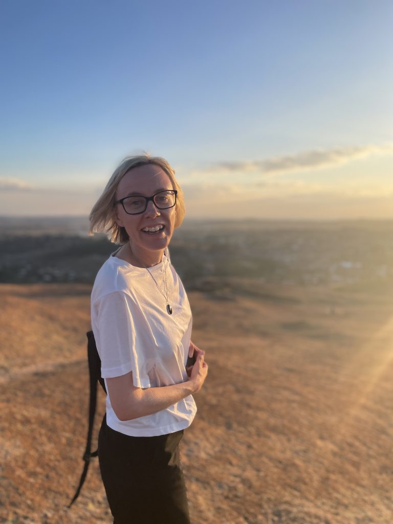 Dr Burton enjoys her last sunset in Domboshava, a granite outcrop north of Harare known for its views and ancient cave paintings.