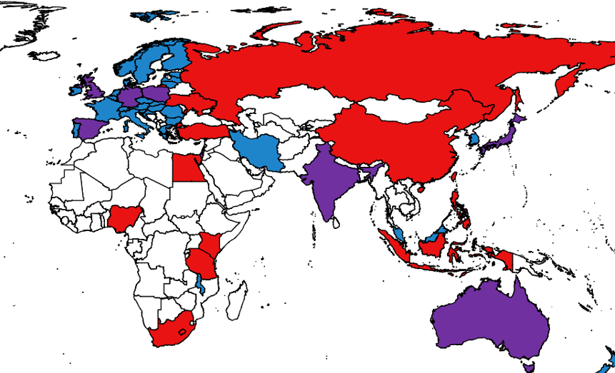 A world map showing datasets used in GRACE-Epi.